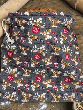 Gray Gremlin Organic Cotton Bread Bag, Reusable Bread Storage Bag, Sourdough Bag